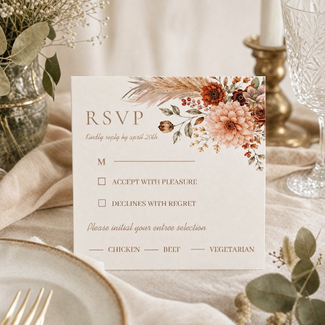 Boho Floral Pumpkin Fall in Love RSVP Card (Boho Floral Pumpkin Fall in Love RSVP Card)