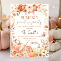 Boho Floral Pumpkin Painting Party Invitation