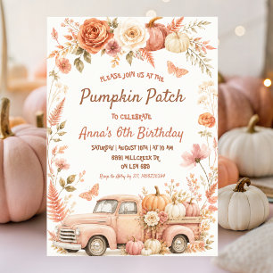 Boho Floral Pumpkin Patch Birthday Bash Invitation