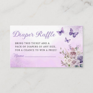 Boho floral Purple butterfly books for baby ticket Enclosure Card