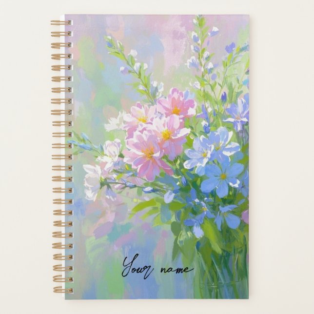 Boho Floral Purple Pink Green Planner (Front)