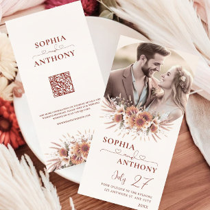 Boho Floral QR Code Photo  Save The Date