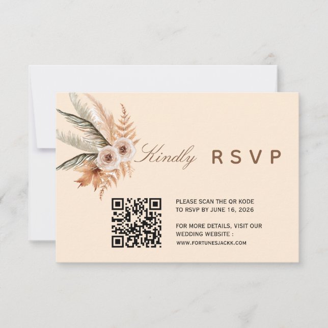 Boho Floral QR Code RSVP Card (Front)