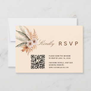 Boho Floral QR Code RSVP Card