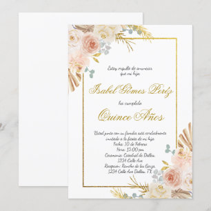 Boho floral Quince invitation in Spanish
