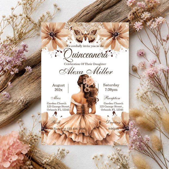 Boho Floral Quinceañera Invitation (Creator Uploaded)