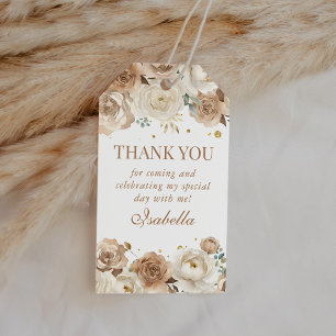 Boho Floral Quinceanera Thank You Favour Gift Tags