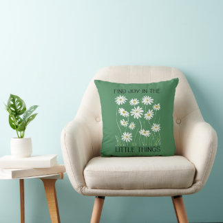 Boho Floral Quotes "find joy in the little things" Cushion