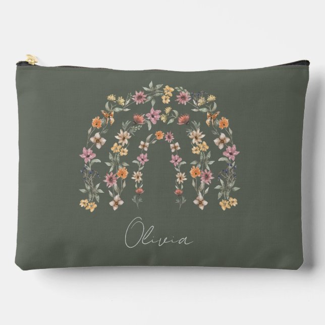 Boho Floral Rainbow Accessory Pouch (Front)