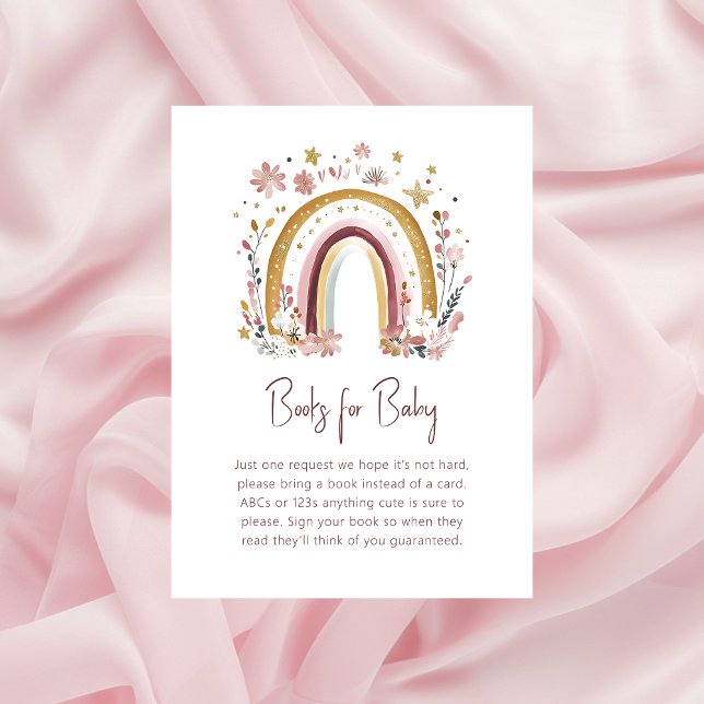 Boho Floral Rainbow Baby Sprinkle Books for Baby Enclosure Card (Creator Uploaded)