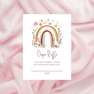 Boho Floral Rainbow Baby Sprinkle Diaper Raffle Enclosure Card