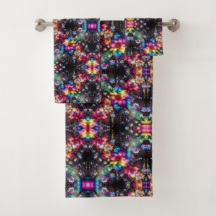 Boho Floral Rainbow Bath Towel Set