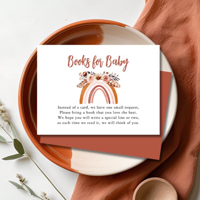 Boho Floral Rainbow Books for Baby Shower  Enclosure Card (Creator Uploaded)