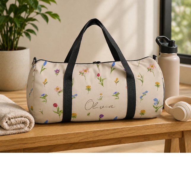 Boho Floral Rainbow Duffle Bag (Creator Uploaded)