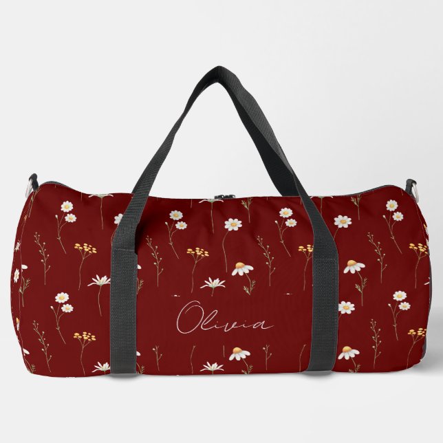 Boho Floral Rainbow Duffle Bag (Front)