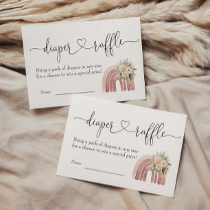 Boho Floral Rainbow Girl Baby Shower Diaper Raffle Enclosure Card