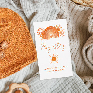 Boho floral rainbow orange baby shower registry enclosure card