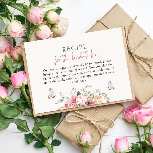 Boho Floral Recipe Bridal Shower Enclosure Card (Creator Uploaded)