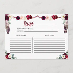 Boho Floral Recipe Card