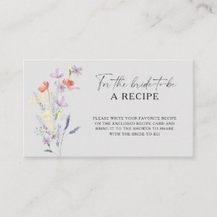 Boho Floral Recipe for the bride to be Enclosure Card