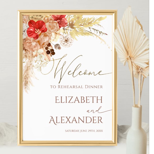 Boho Floral Rehearsal Dinner Welcome Sign (Creator Uploaded)