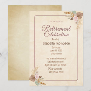 Boho Floral Retirement Party Celebration Invitation