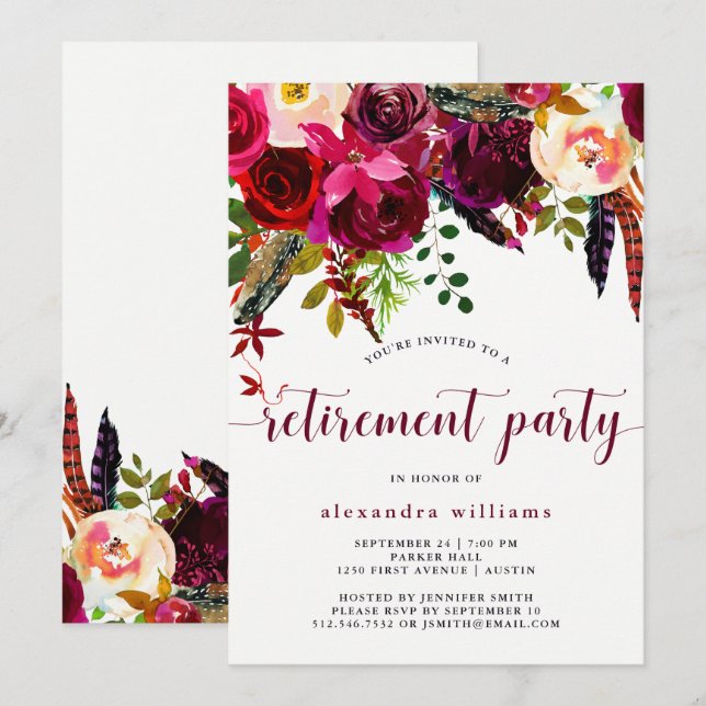 Boho Floral | Retirement Party Invitation (Front/Back)