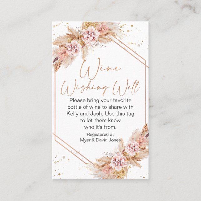 Boho Floral Rose Gold Wishing Well Insert (Front)