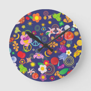 Boho floral round clock