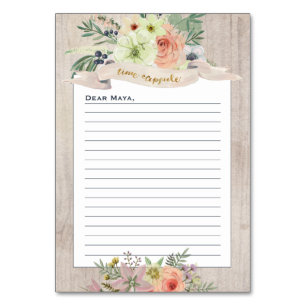 Boho Floral Rustic Baby Shower Time Capsule Cards