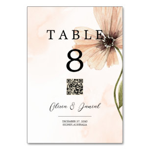 Boho Floral Rustic Fall Autumn Wedding  Table Card