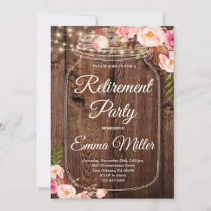 Boho Floral Rustic Retirement  Invitation