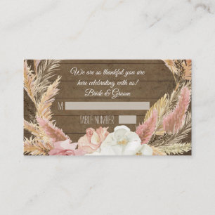 Boho Floral Rustic Wood Pampas Grass Place Cards