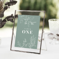 Boho Floral Sage Green Table Numbers Poster