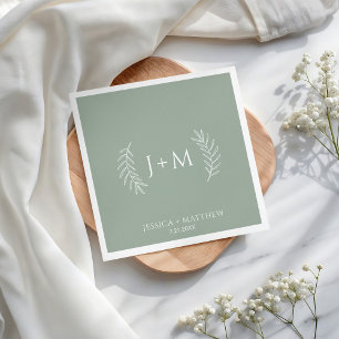 Boho Floral Sage Green Wedding Napkin
