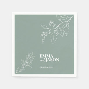 Boho Floral Sage Green Wedding Napkins