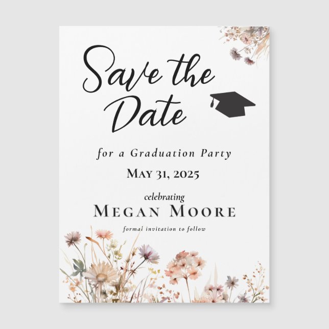 Boho Floral Save the Date Magnet (Front)