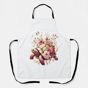 Boho Floral Sea Turtle Pink Blossom Apron