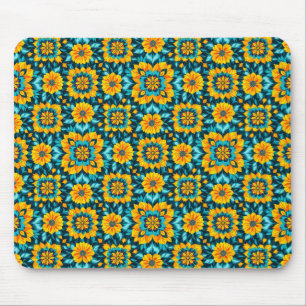 Boho Floral Seamless Pattern in Vibrant Folk Style Mouse Mat