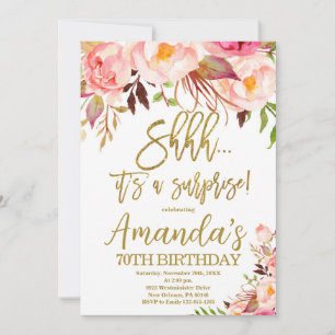 Boho Floral, Shhh it's a Surprise Birthday Invitation