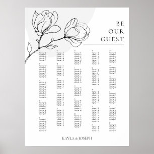Boho Floral Simple Alphabetical Seating Chart Sign