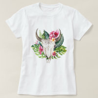 Boho Floral Skull Teal Tropical Island Paradise