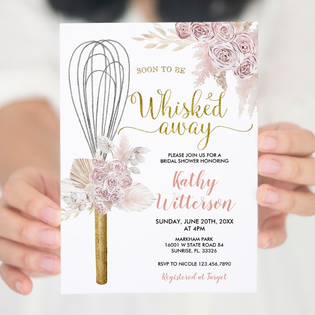 Boho Floral Soon to be Whisked Away Bridal Shower Invitation (Creator Uploaded)