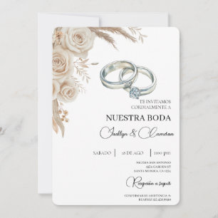 Boho Floral Spanish Wedding Invitation