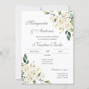 Boho Floral Spanish Wedding Invitation