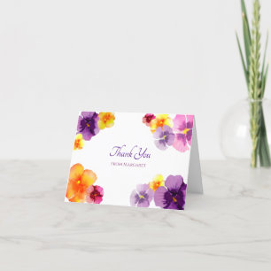 Boho Floral Spring Garden Hand-Illustrated Pansy Thank You Card