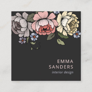 Boho Floral Square Business Card