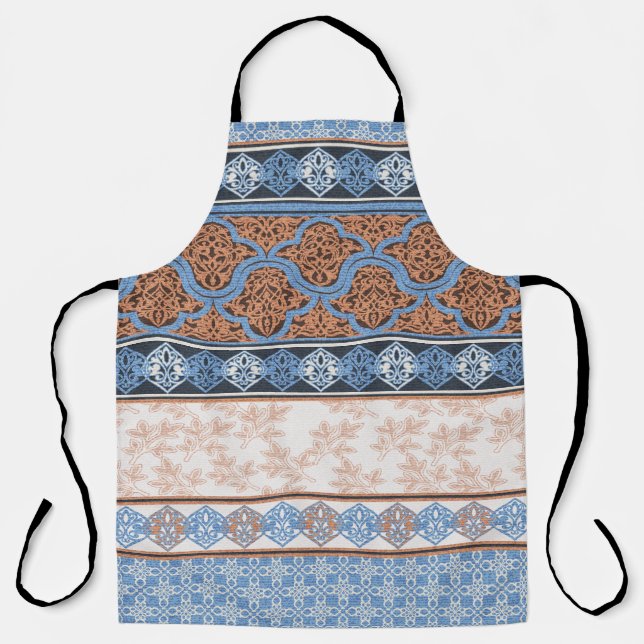 Boho Floral Stripes: Ethnic Seamless Collection Apron (Front)