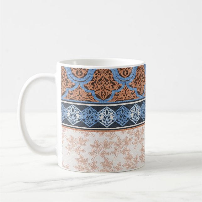 Boho Floral Stripes: Ethnic Seamless Collection Coffee Mug (Left)