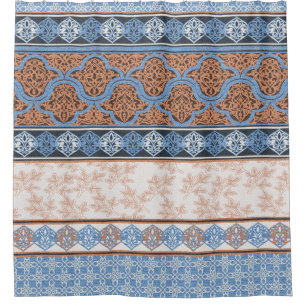 Boho Floral Stripes: Ethnic Seamless Collection Shower Curtain